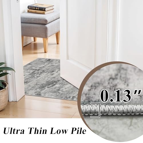 2x4 Washable Abstract Runner Rug, Non-Slip Low Pile Entryway Floor Mat
