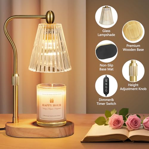 Candle Warmer Lamp with Timer & Dimmer – Adjustable Height Wax Warmer
