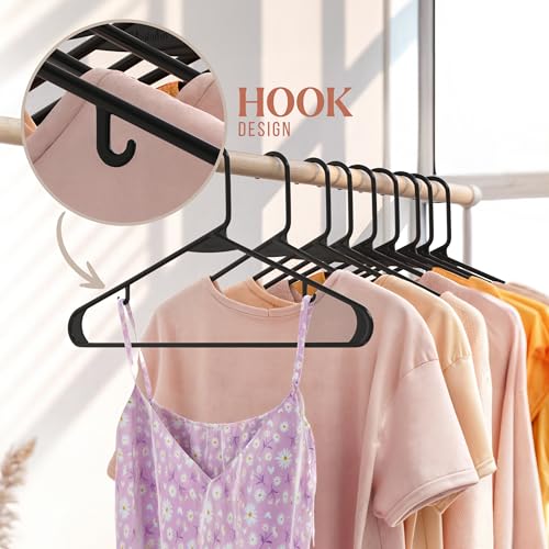 NEATERIZE Heavy Duty Plastic Clothes Hangers 20 Pack Black Space Saving