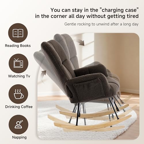 Teddy Sherpa Rocking Chair with Ottoman, Padded Nursery Glider
