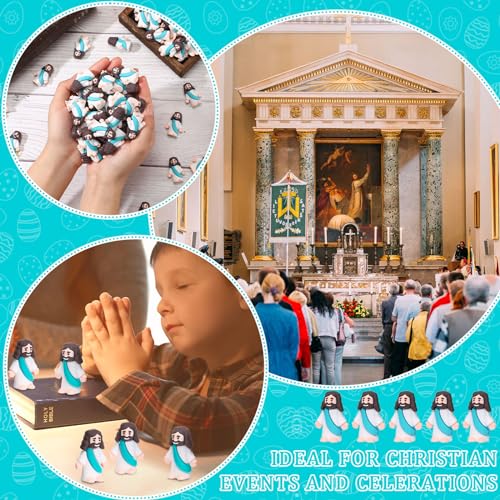 Mini Jesus Figures 200 Pack Religious Party Favors Cyan Blue