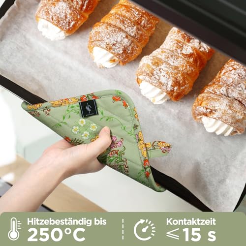 Heat-Resistant Cotton Pot Holders - 2-Piece Kitchen Hot Pads, Floral