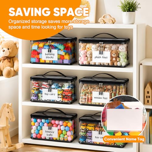 10-Pack Clear Toy Storage Bags with Handles and Zippers, Waterproof Organizer