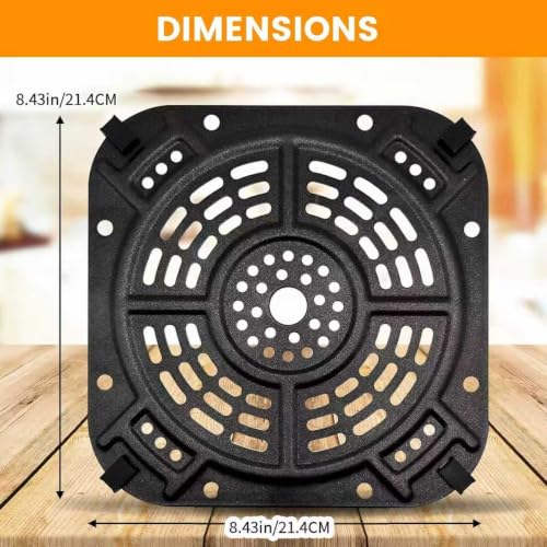 8.43-Inch Air Fryer Crisper Plate Replacement with Handle and Rubber Feet