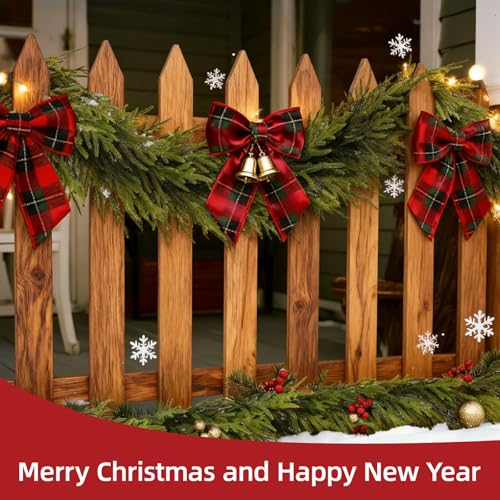 Yaquho 9 Ft Norfolk Pine Christmas Garland 2-Pack Real Touch Indoor Outdoor