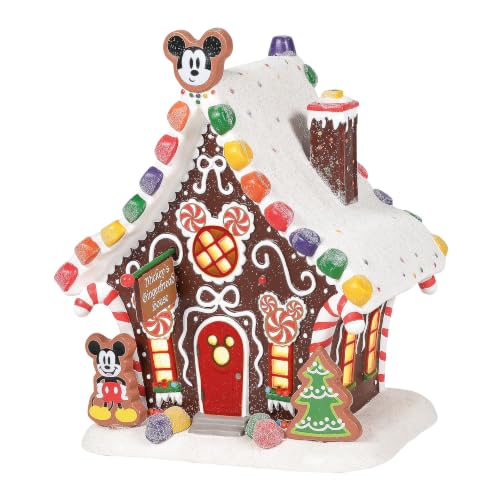 Disney Village Mickey Mouse Gingerbread House Lit Porcelain Building