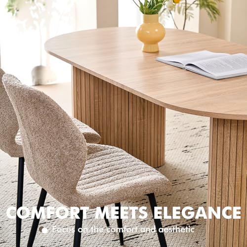 70.8-Inch Oval Dining Table, Modern Farmhouse Wood Grain Kitchen Table