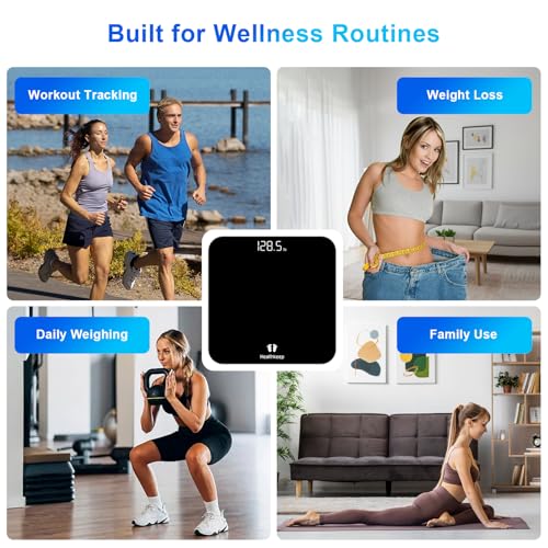 Healthkeep Digital Bathroom Scale for Body Weight, High-Precision LED Display, 400lb Capacity