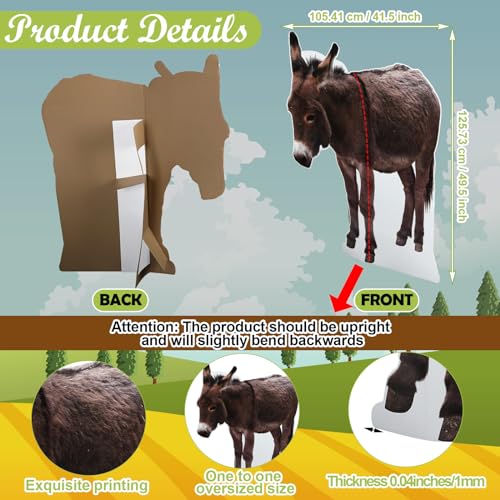 Motiskyy Large Donkey Cardboard Cutout Photo Standee 41.5x49.5in Nativity Decoration