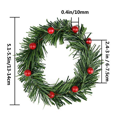 Red Artificial Berry Candle Rings - 10-Pack Mini Wreaths for Pillar Candles