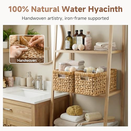 Wicker Storage Baskets for Shelves 2-Pack Woven Pantry Organizers