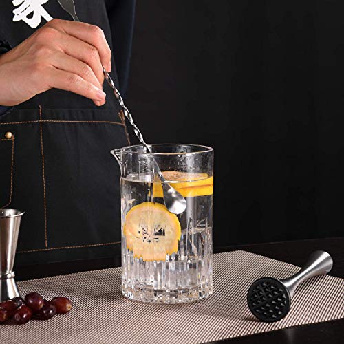 Stainless Steel Cocktail Muddler Set with Jigger and Bar Spoon - 10 Inch Professional Bar Tools for Mojitos and Fruit Drinks