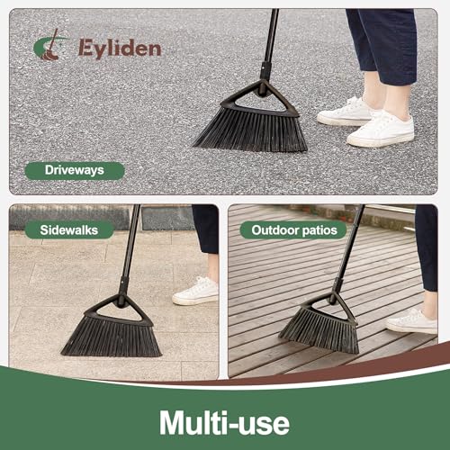 Heavy-Duty Outdoor & Indoor Angle Broom with 57-Inch Long Steel Handle