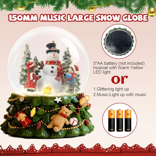 Light-Up Musical Christmas Snow Globe - 8.25-Inch Snowman Holiday Decor