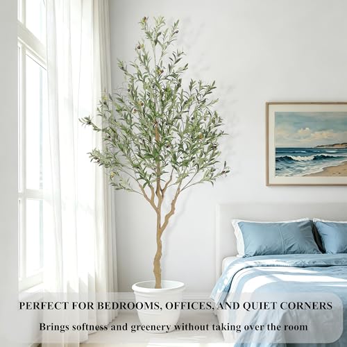 7ft Realistic Faux Olive Tree - Lifelike Artificial Indoor Plant