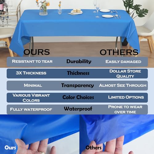 Evershine (12-Pack Heavy Duty Plastic Table Covers Tablecloth (Reusable) (Rectangle 54" X 108", White)