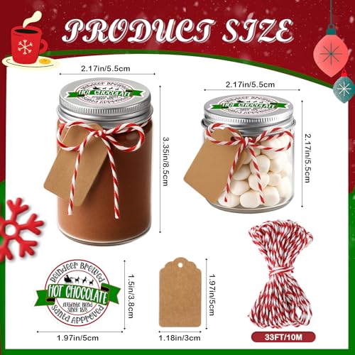 Plastic Hot Chocolate Jars Set with Lids, Labels & String - Christmas Bar Supplies