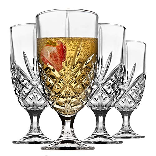 Godinger Dublin Crystal 16oz Water Goblets Set of 4 Elegant Lead-Free Glassware