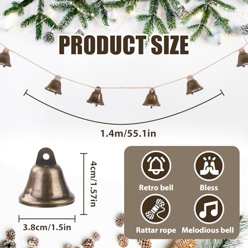 JOICEE 4.6ft Jingle Bell Garland with 12 Antique Bronze Bells