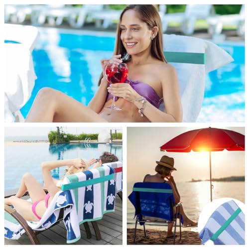 Beach Towel Bands 4 Pack – Elastic Windproof Straps for Cruise & Pool Chairs