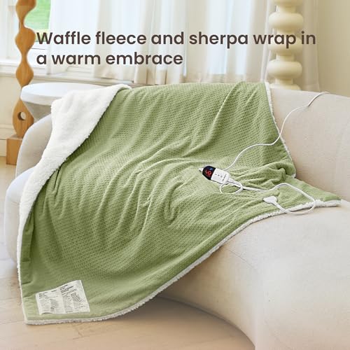 Electric Heated Blanket Throw - 50x60 Inches Sherpa Fleece