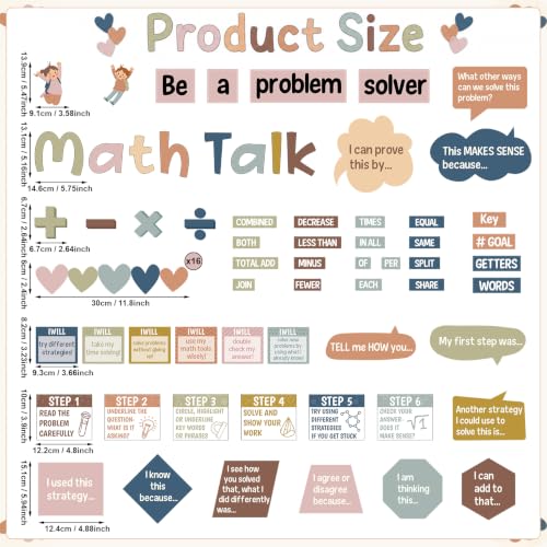 Boho Math Talk Bulletin Board Set for Classroom Decor and Learning