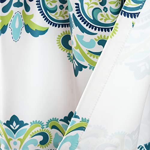 Lush Decor Clara Valance Paisley Damask Print Bohemian Style Single Curtain, Valance, Blue & Green