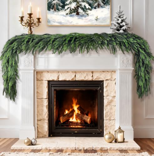 Real Touch Norfolk Pine Christmas Garland - 6ft Artificial Greenery (2 Pack)