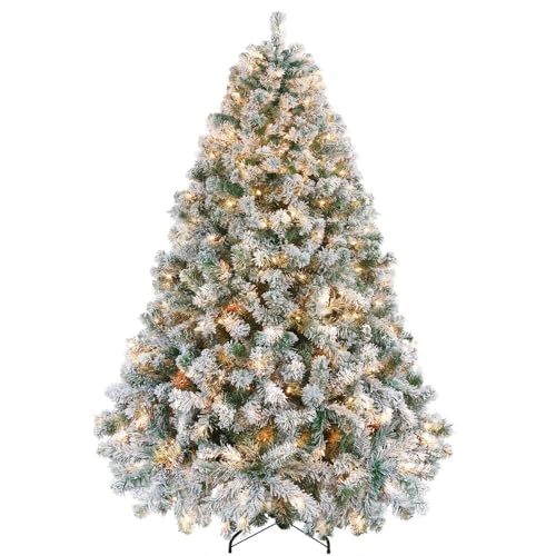 6ft Pre-Lit Snow Flocked Artificial Christmas Tree with 250 Warm Lights