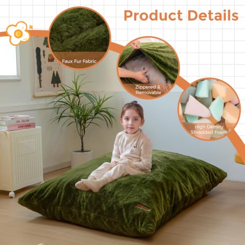 3-in-1 Kids Bean Bag Chair, Convertible Foam Floor Sofa for Play & Lounge