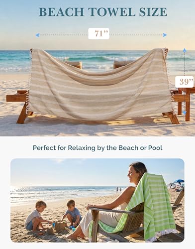 Oversized Turkish-Style Beach Towels, 39"x71" Cotton Blend, 4-Pack