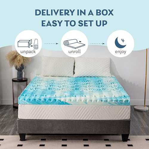 2 Inch Queen Gel Memory Foam Mattress Topper with 5-Zone Support