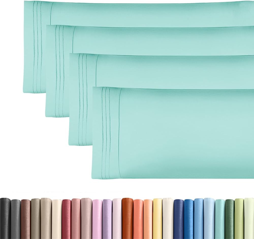 Skiennix Body Pillowcases Set of 4 | Soft & Breathable 20x54 Pillow Covers for Side Sleepers - Spa Blue
