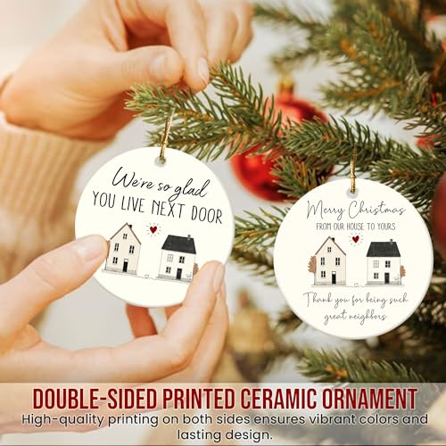Neighbor Christmas Ornament - Ceramic Gift for Neighbors, 3 Inch Holiday Decor