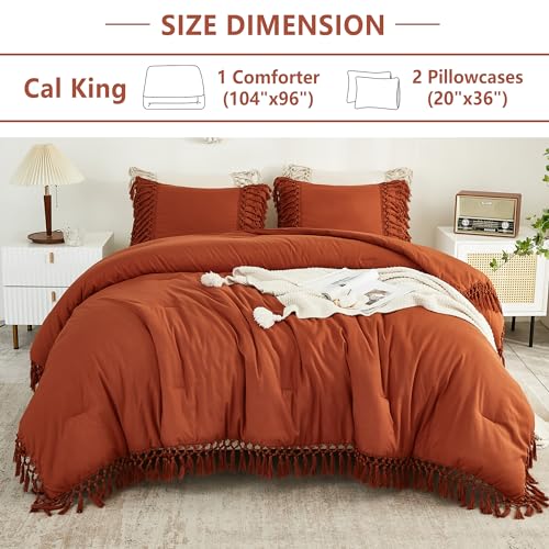 Boho Tassel Comforter Set - California King, 3 Pieces, Lightweight