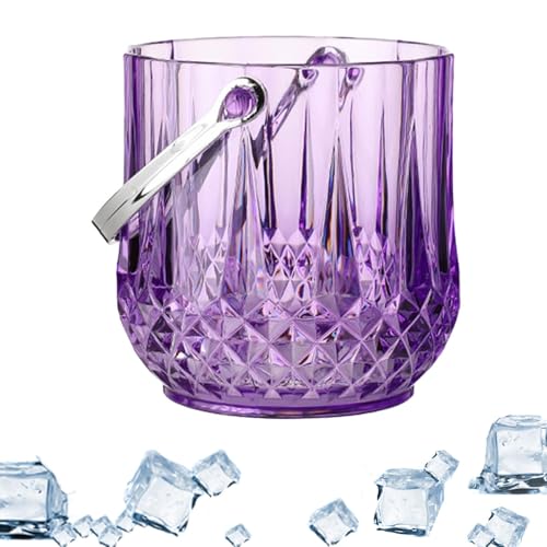 Violet Round Acrylic Ice Bucket for Drinks, Wine & Cocktails - Chilling Tub