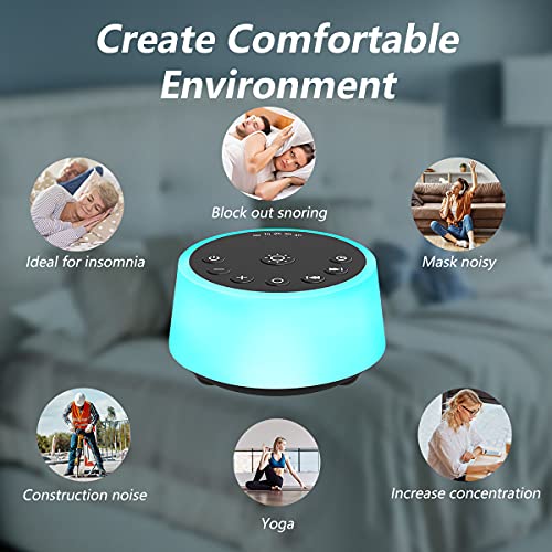White Noise Sound Machine with 10 Color Night Light & 25 Soothing Sounds