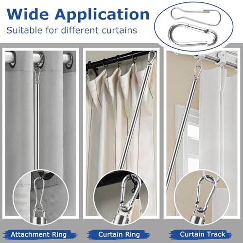Adjustable Curtain Pull Wand - 31 to 46 Inch Stainless Steel Rod (2 Pack)