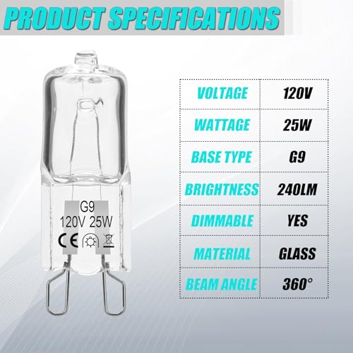 G9 Microwave Oven Light Bulb, 120V 25W Replacement Bulb (2-Pack)