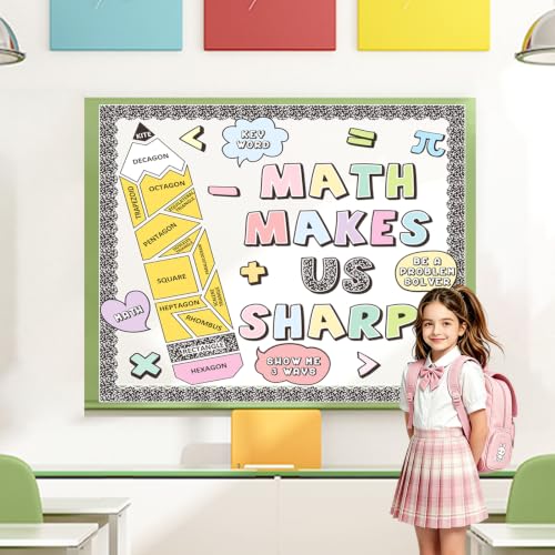 Math Makes Us Sharp Bulletin Board Decoration Set for Classroom Teachers