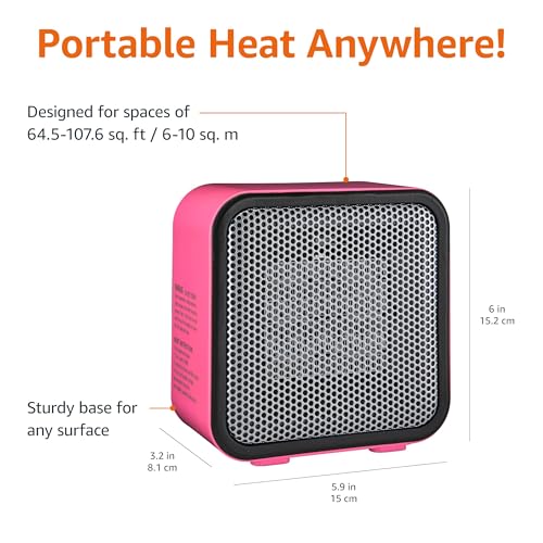 Ceramic Mini Space Heater 500W Portable Indoor Desk Heater Pink