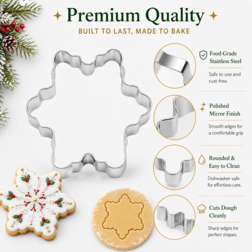 Keepatyart Stainless Steel Christmas Cookie Cutters Set Snowflake B 3 Sizes