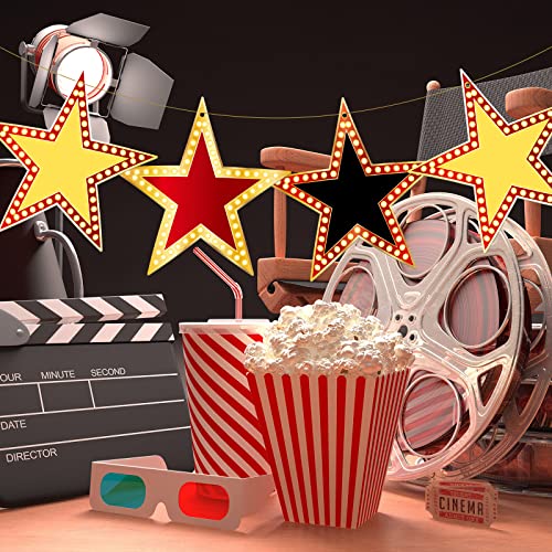 90 Pcs 6-Inch Glitter Star Cardboard Cutouts for Movie Night Party Decor