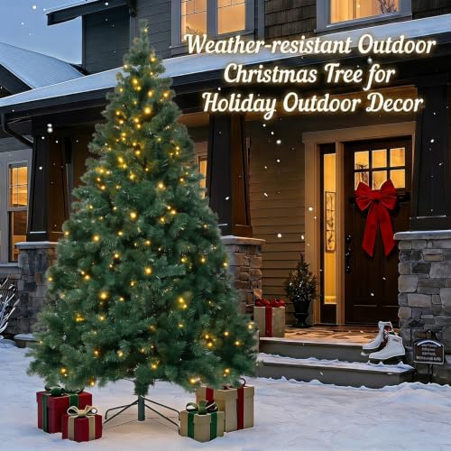 DNKMOR 6FT Christmas Tree with Warm White Lights Artificial Xmas Tree