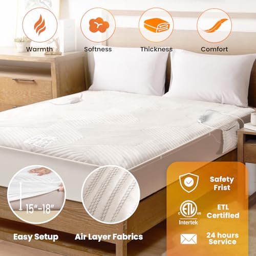 Electric Heated Mattress Pad Queen Size with Dual Control