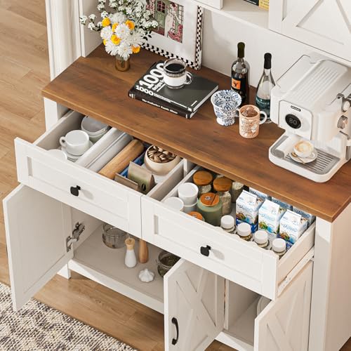 67.7 Inch Farmhouse Pantry Cabinet with Sliding Barn Doors and 2 Drawers