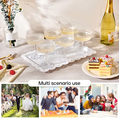 DORONAN Clear Plastic Champagne Tower Glasses 20 Pack, Unbreakable 7oz Coupe for Wedding & Party