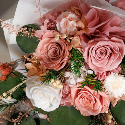 Preserved Rose Bouquet - Dusty Rose Everlasting Flowers Gift for Women