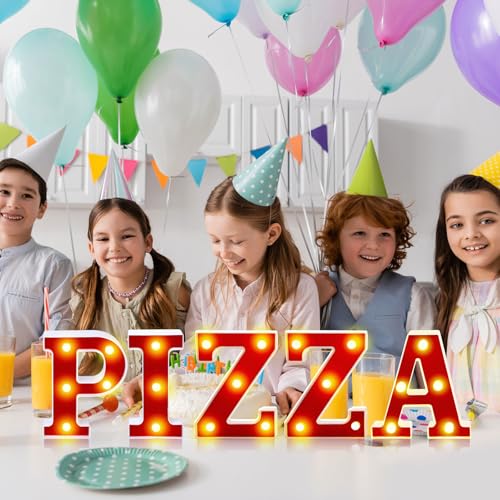Aurelema 6.3" Pizza Light Up Marquee LED Sign - Heartwarming Party Decor