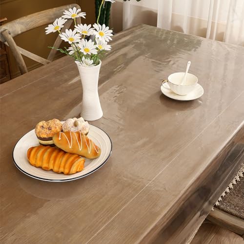 Clear Vinyl Tablecloth Protector, Waterproof 54x84 Inch Plastic Table Cover